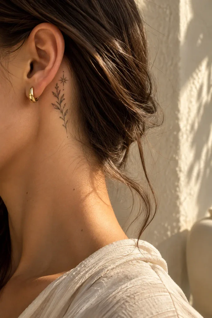 Small behind the ear tattoo idea for women